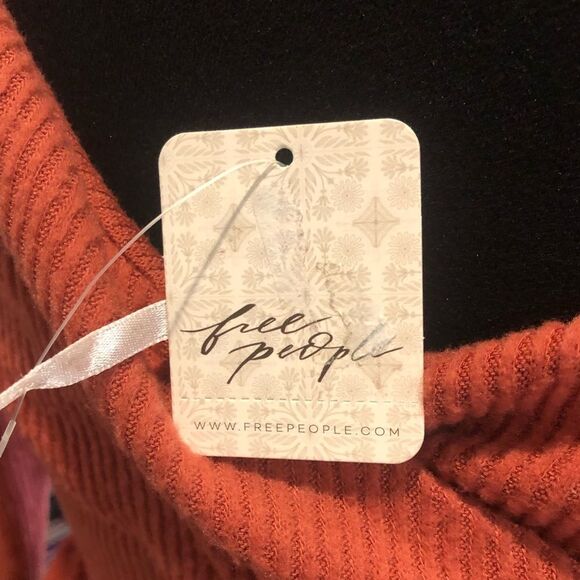 FREE PEOPLE Marley Off The Shoulder Cross Over Long Sleeve Ribbed Knit Sz Small - Picture 4 of 13